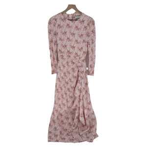 J.CREW Collection Pale Pink Freesia Floral Print Ruffle Silk Dress Sz 4